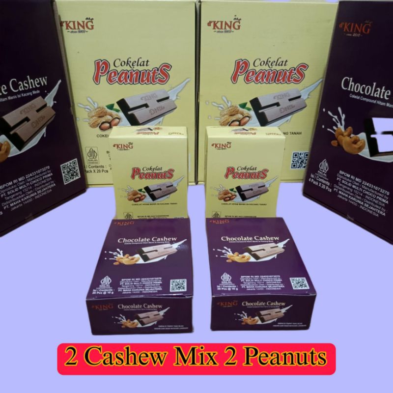 

Chocolate Cashew d'KING & Coklat Peanuts mix Cokelat Hitam Manis