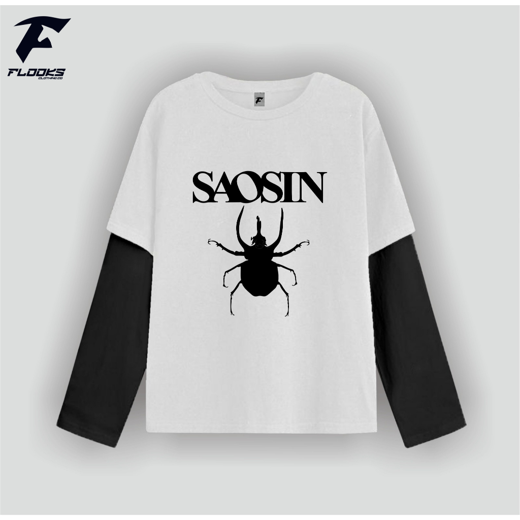 Flooks clothing Tshirt Double layer Saosin Logo  long sleeve  band kaos pria wanita