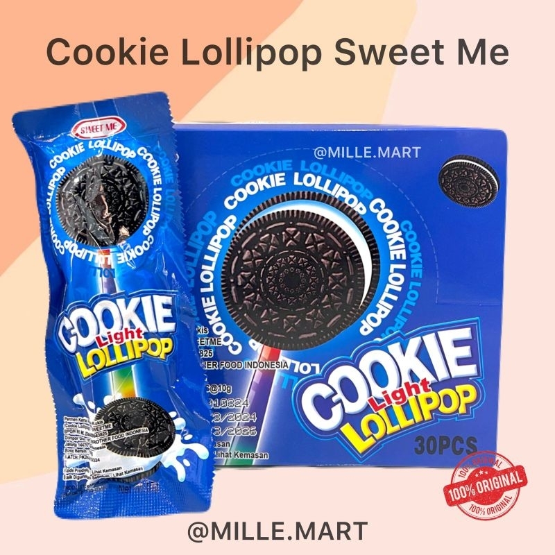 [1 BOX ISI 30 PCS] PERMEN COOKIE LIGHT LOLLIPOP SWEET ME BOX ISI 30 PCS X 10GR/ PERMEN OREO