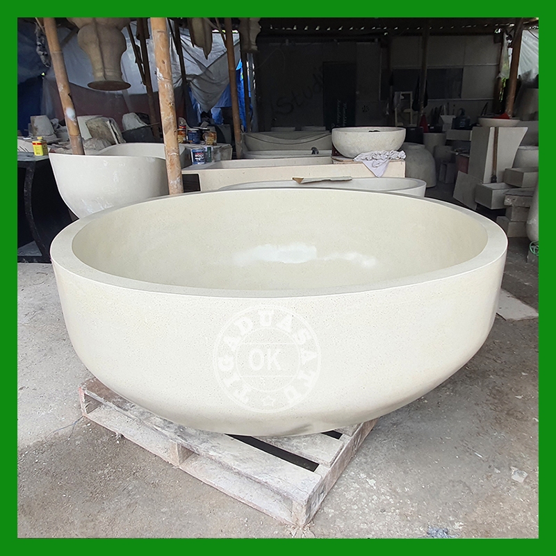 Bathtub Teraso Bulat Diameter 150cm Tinggi 60cm - Hitam