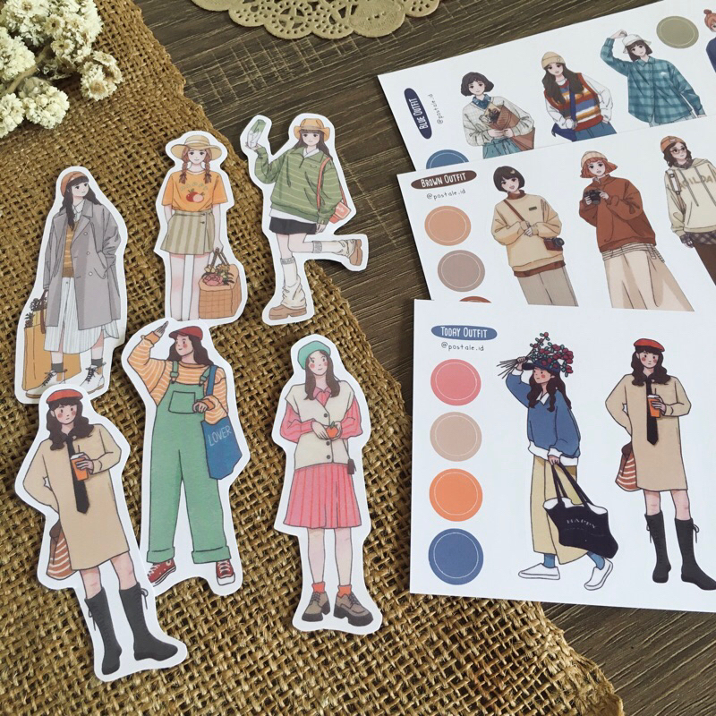 

Fashion Girl OOTD Deco Sticker Scrapbook Journal Stiker by Postale