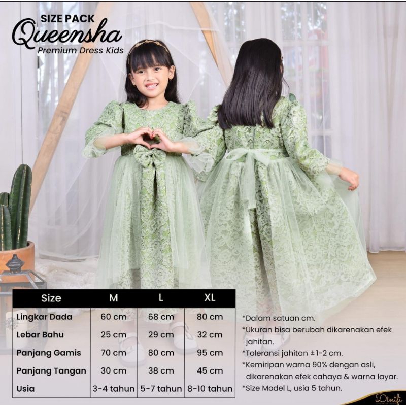 Queensha Premium Dress Kids mouza gamis anak tosca