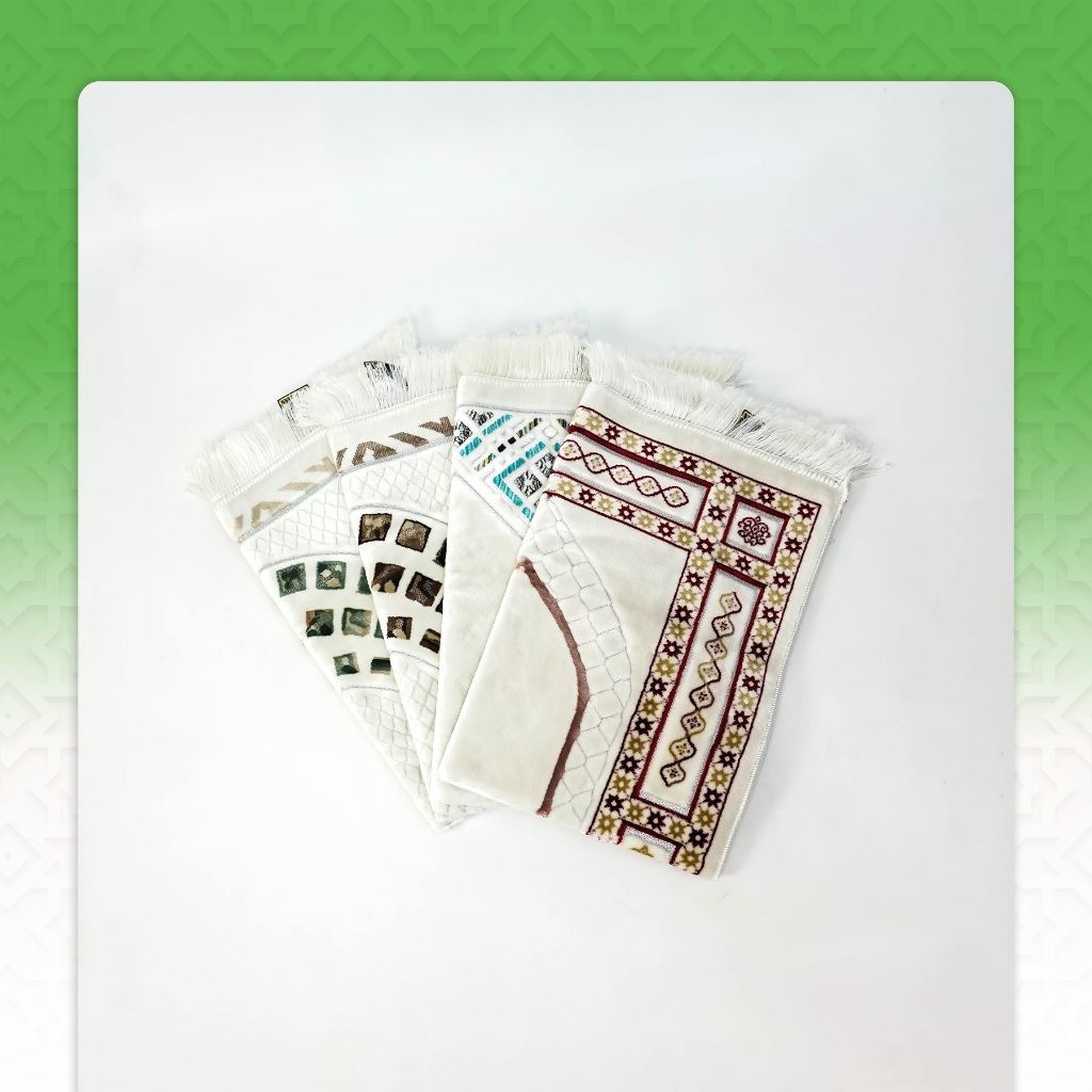 Terbaru Sajadah Bludru Tebal Lembut Original Turkey Dasar Putih Aydin Megane