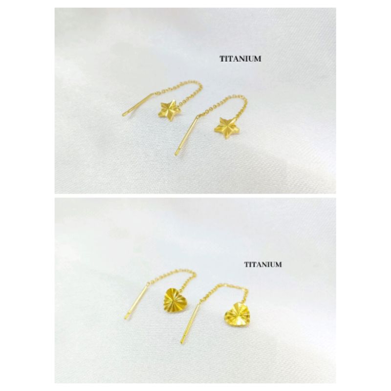 anting bintang dan love ukir titanium