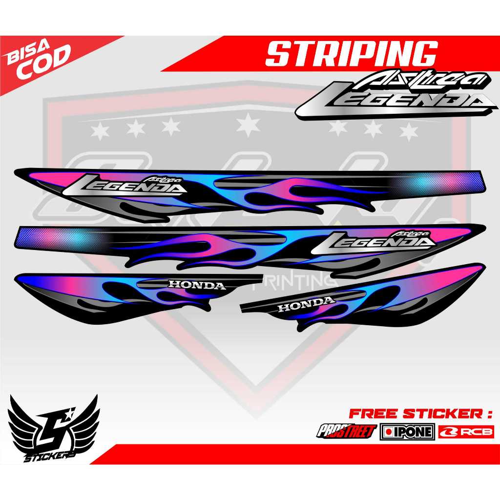 STRIPING VARIASI MOTOR ASTREA LEGENDA DESAIN API / STICKER VARIASI HONDA ASTREA LEGENDA