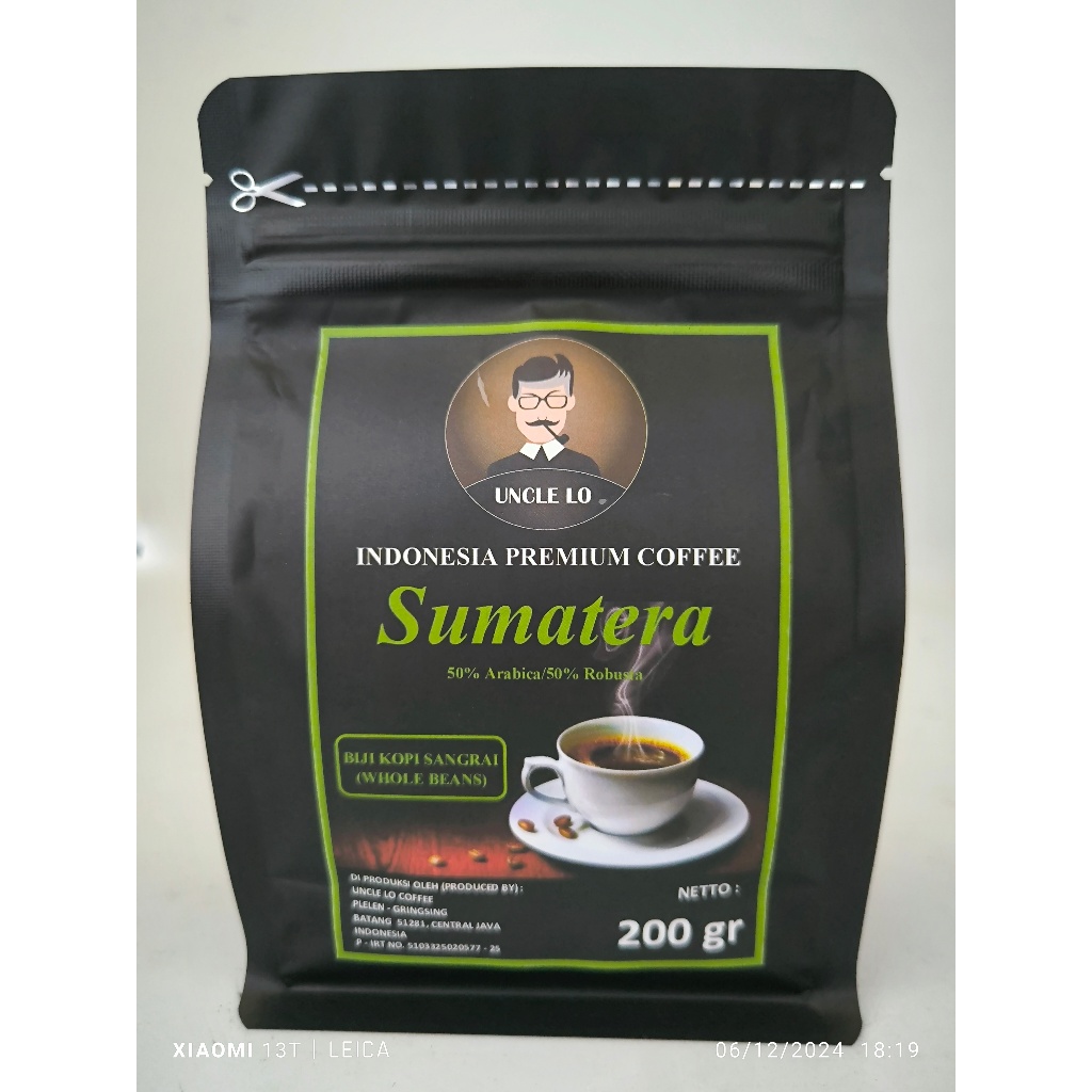 

ROAST BEANS BIJI KOPI SANGRAI "SUMATERA" UNCLE LO - 200 gr