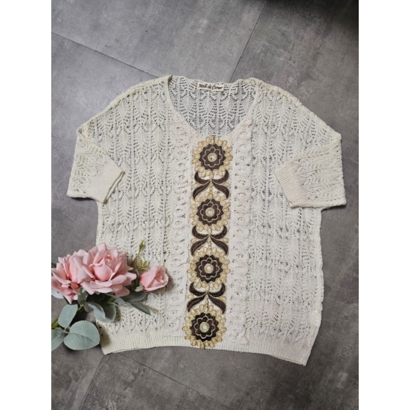 blouse rajut premium jumbo baju atasan wanita putih