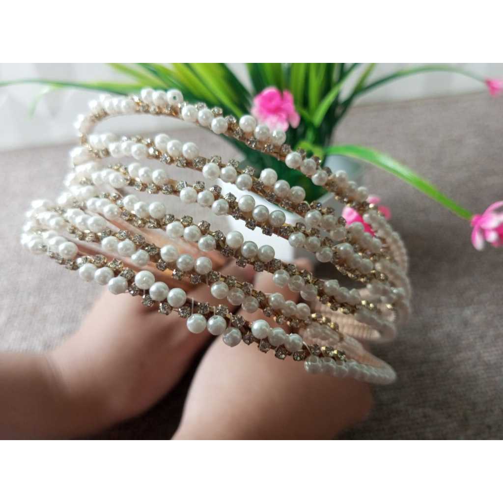 Premium Bando Mutiara Berlian Korean Style /Bando Korea Dewasa / Bando Pesta Premium