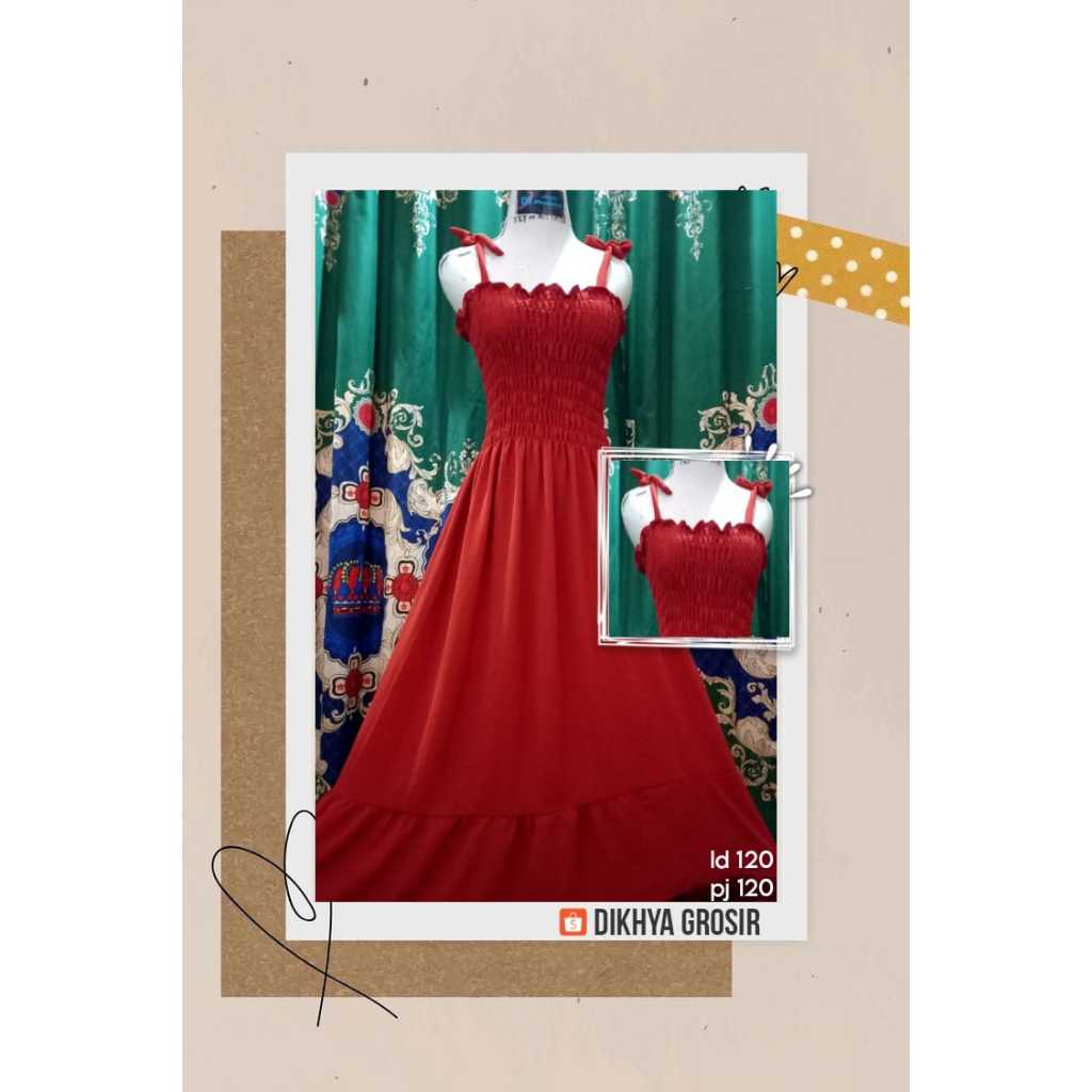 Dress Polos Panjang iner Kerut Dada Premium