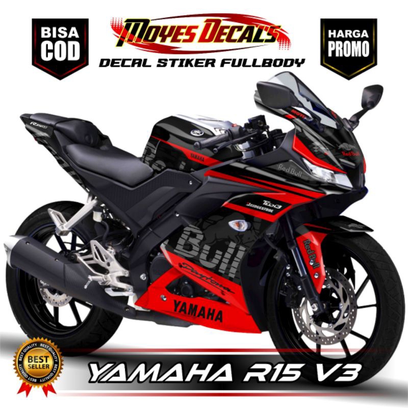⭐⭐⭐⭐⭐TERBARU DECAL all R15 V3 Stiker FullBody //Yamaha R15 V3 Variasi Red Bull