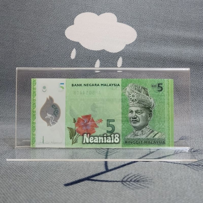 Akrilik Tempat Uang Pajangan Hiasan Malaysia 5 Ringgit Polymer
