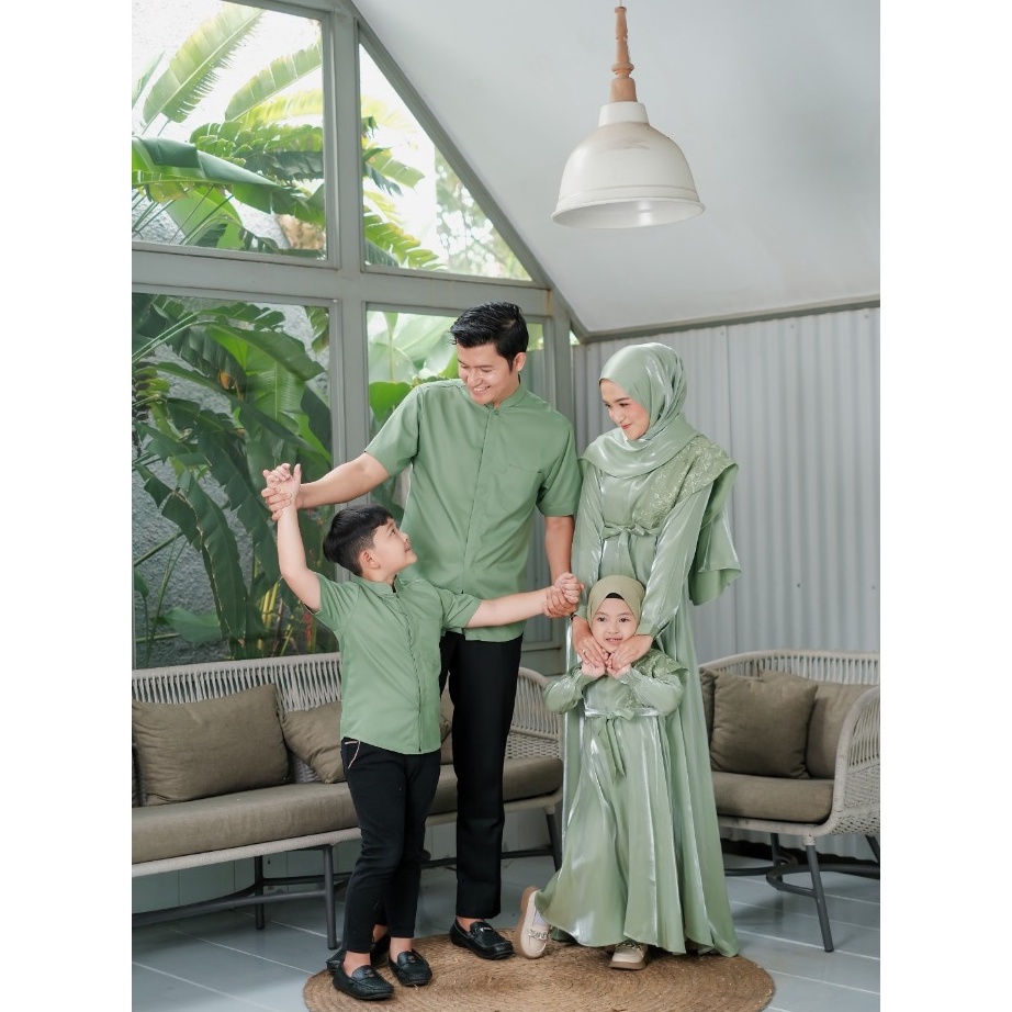FG2 Sarimbit Set Keluarga SHIMMER SAGE GREEN Family Set Lebaran Idul Fitri