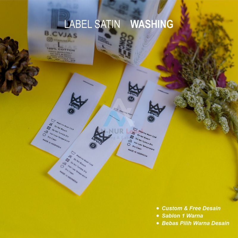 label satin label baju label kaos label washing label wash tag