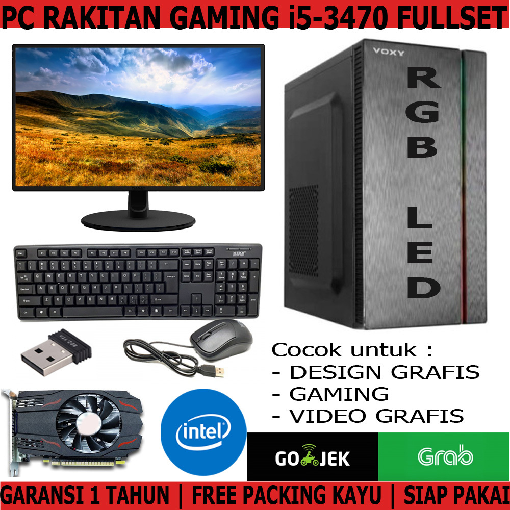 KOMPUTER/PC RAKITAN GAMING LENGKAP FULLSET i5-3470 VGA 4GB RAM 16GB