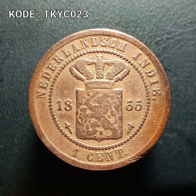 Koleksi Koin Kuno 1 Cent Nederlandsch Indie Tahun 1855 Keydate Masih Detail (Kode:Tkyc023)