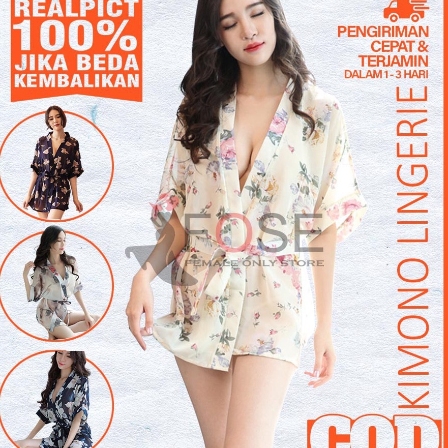 Gila Baju Transparan Wanita Piyama Piama Tidur Lingerie Kimono Satin Sexy Seksi Sexi Wanita Dewasa K