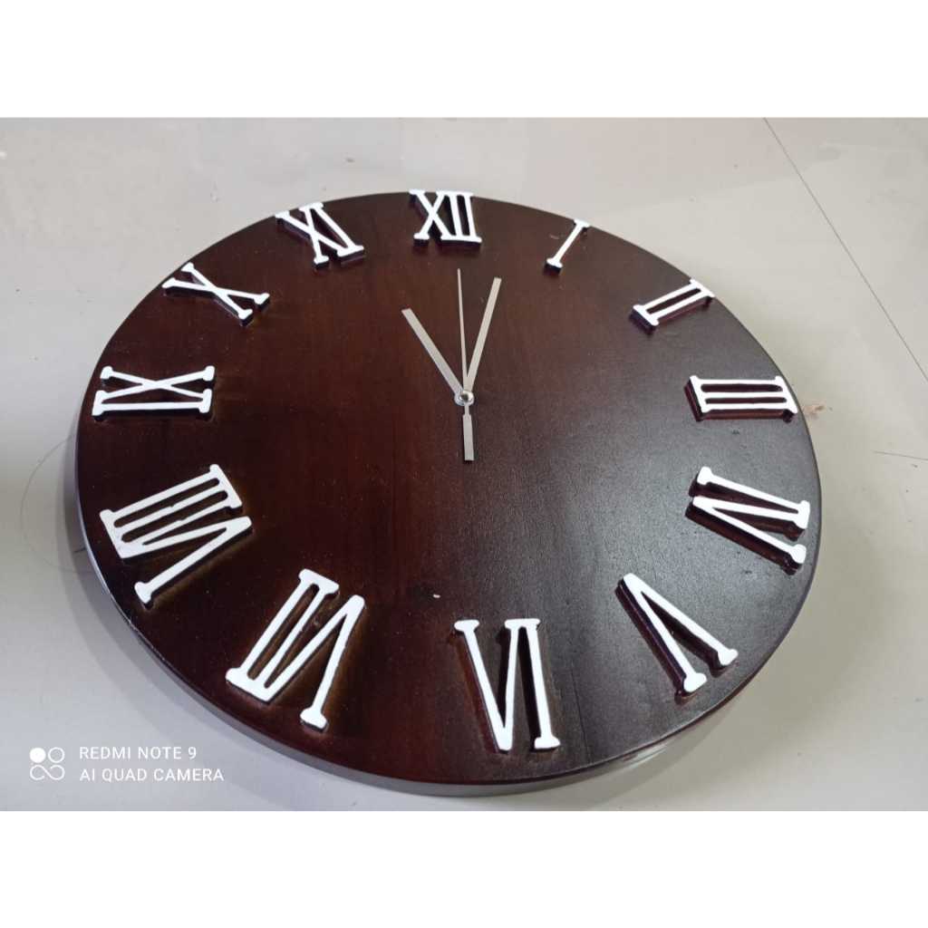 Jam dinding kayu jati klasik angka romawi produk jepara