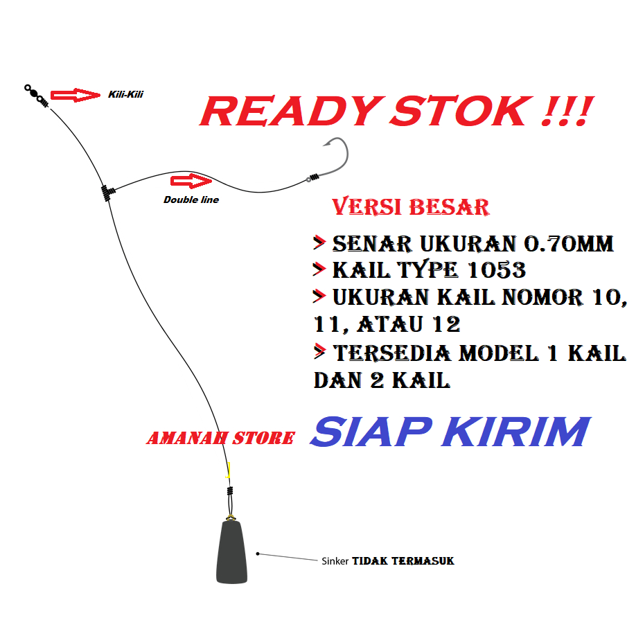Ukuran Besar Rangkaian Pancing Kail Dasaran Untuk Laut Rumpon