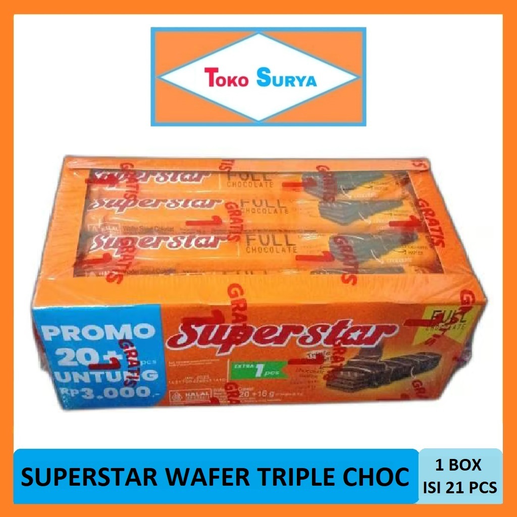 

Superstar Wafer Triple Chocolate 336gr 1 Box 20 Pcs Mayora