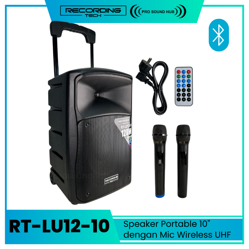 Recording Tech RT-LU12-10 RT-LU1210 RTLU1210 Active Speaker Portable Aktif 10" 10 Inch Koper Trolley