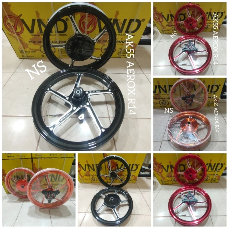 VND AK 55 AEROX NEW/OLD RING 14UK VELG DEPAN 1.85X14 / BELAKANG 2.15X14 VELG VND AK55 AEROX R14 VELA