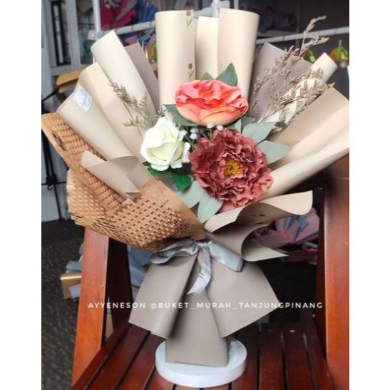 Buket Bunga Honey Comb Series Kertas Warna Coklat
