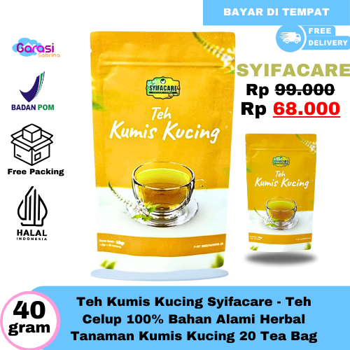 

Kumis Kucing Teh Celup Syifacare Kumis Kucing 100% Herbal Alami Darah Tinggi Mencegah Diabetes