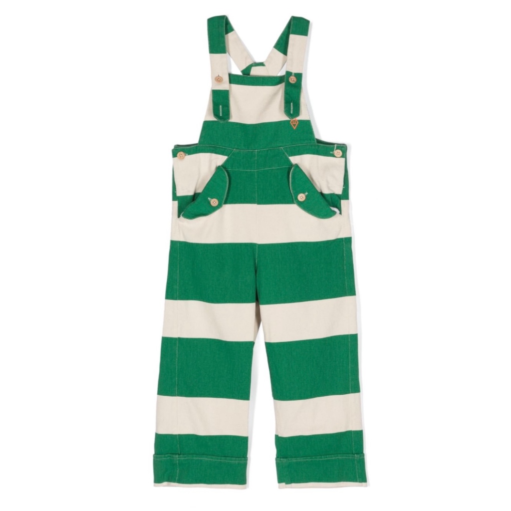 The Animal Observatory Camel Logo Embriodered Striped Jumpsuit Anak Perempuan Lelaki 2yo 4yo Babybra
