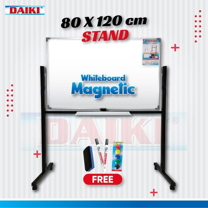 

Whiteboard / Papan tulis Magnetic Single face Standing Uk 80x120 Cm