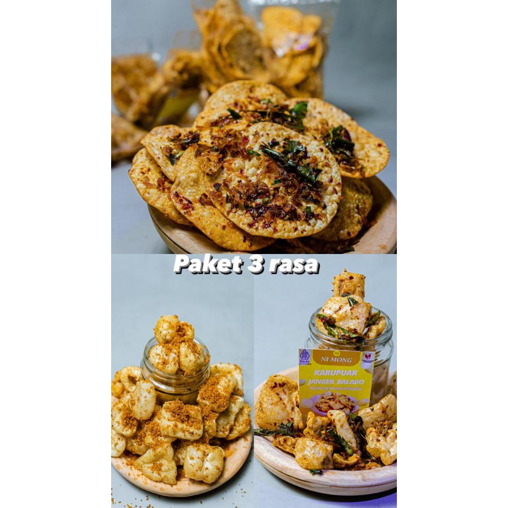 

PAKET KERUPUK 3 RASA SERUNDENG DAN KERUPUK KULIT BALADO DAN UBI PEDAS DAN GURIH GARING