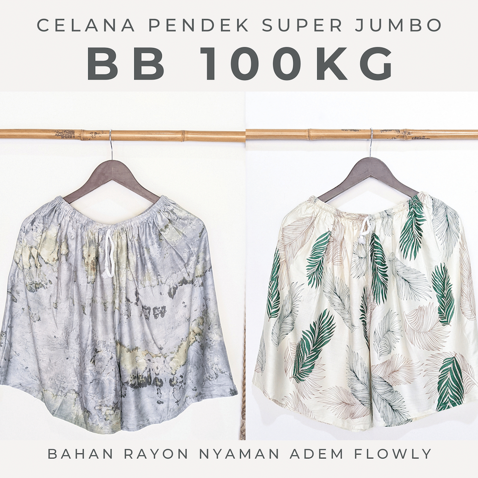Hot Pants Wanita Jumbo BB 90KG - 100KG XXXL BIG SIZE Celana Pendek Rayon Wanita Super Jumbo