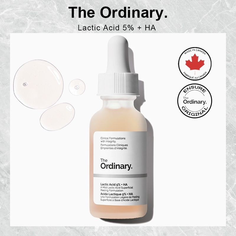 The Ordinary Lactic Acid 5% + HA face serum a milder exfoliator that works to reveal smoother skin