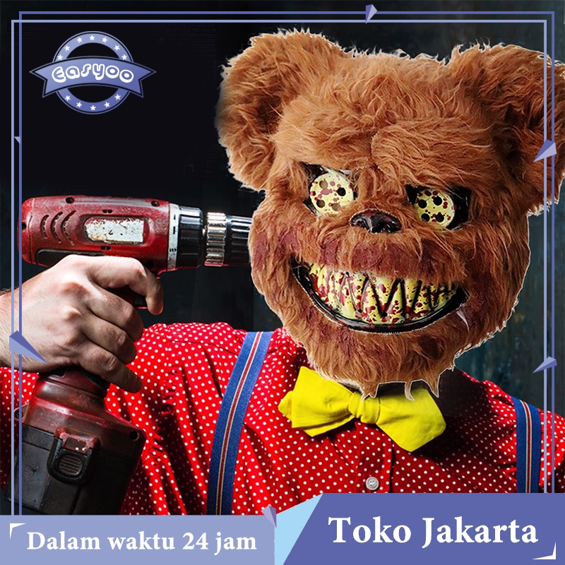 Topeng Beruang Berdarah | Topeng Beruang Psikopat Killer Bear Darah Pesta Kostum Halloween