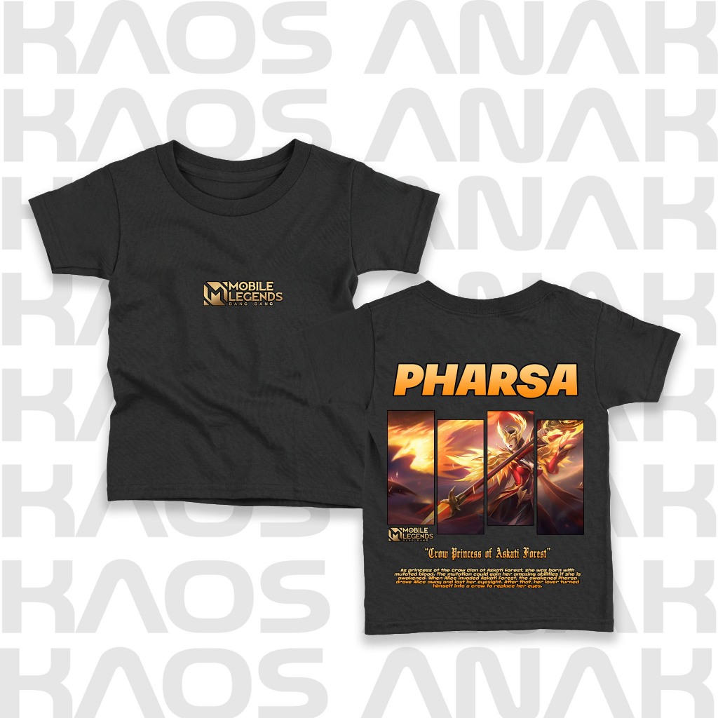 Kaos Anak ML Pharsa/ Kaos Distro Anak/Kaos Anak Hero ML Keren/Skin ML/Kaos Catton Combad Murah Adem/