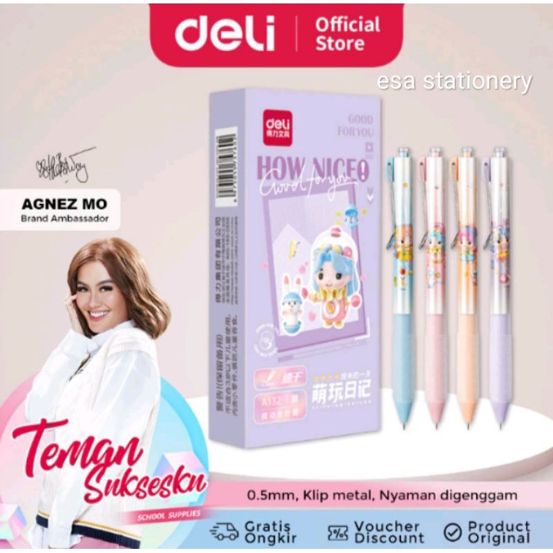 

Deli Gel Pen / Pulpen Gel Kartun 0.5mm Tinta Hitam A132