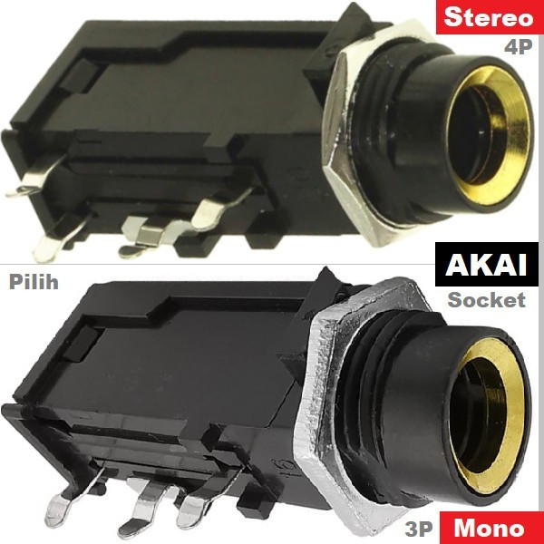 Socket Stereo Mono Headphone Microphone Soket Jack MIC Akai Toa 6.5mm