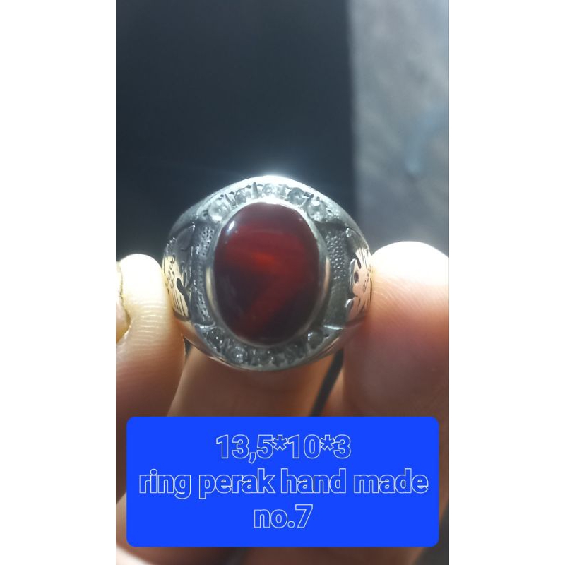 natural akik yaman bermotif alami angka 7(ring perak)