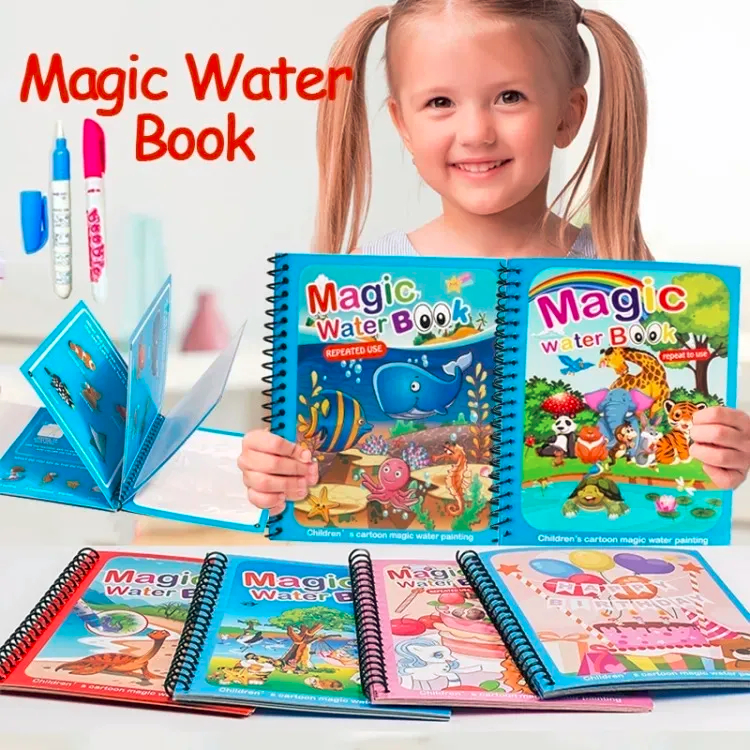 Magic Water Book | Magic Water Pen | Buku Gambar Mewarnai | Buku Warna | Mainan Edukasi Anak