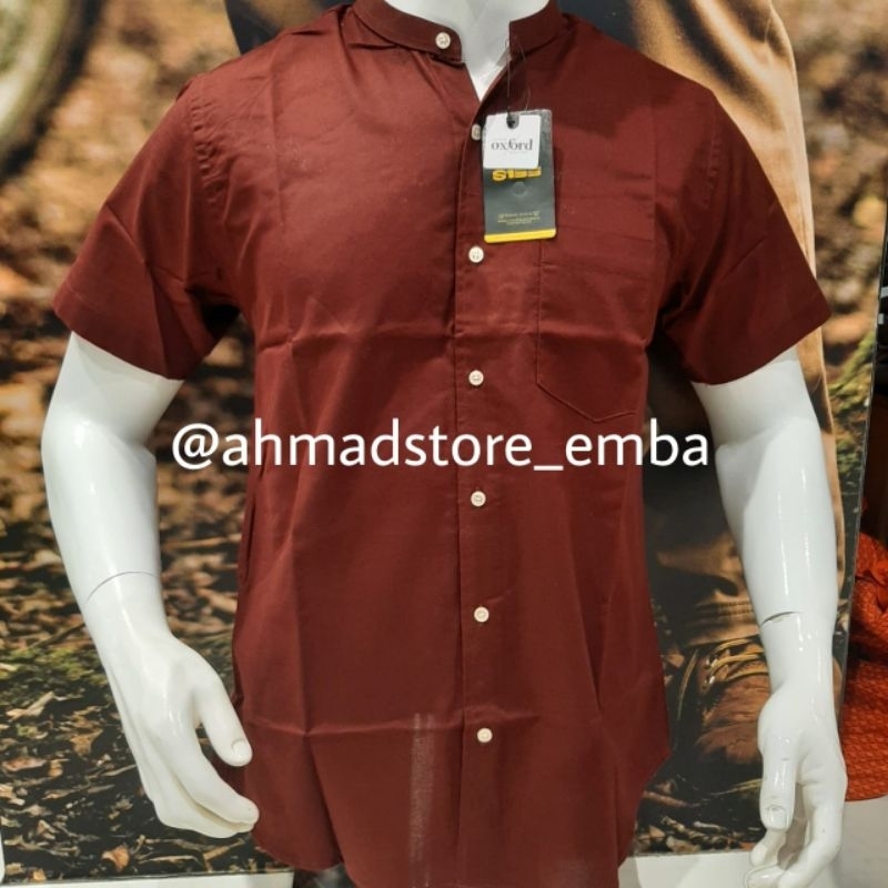 Kemeja S135 kerah sanghai bahan katun lembut model polosan