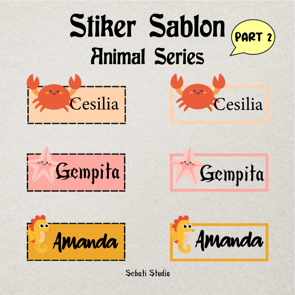 

(<1 Hari Jadi) Animal Series PART 2 | 1set isi 35pc FREE 5pc Sablon Setrika Iron Stiker Label Nama DTF FREE CUSTOM NAMA