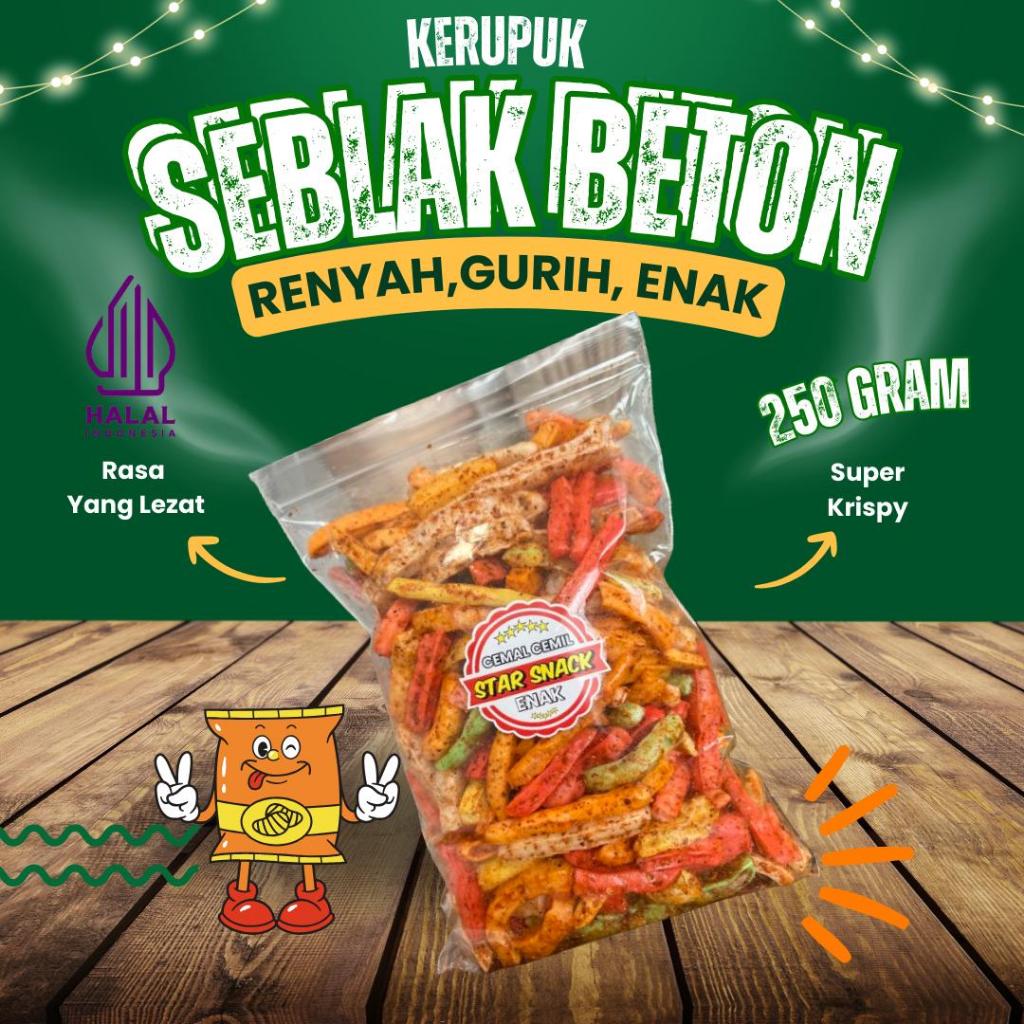 

Krupuk Seblak Beton Cemilan starsnack cemal cemil