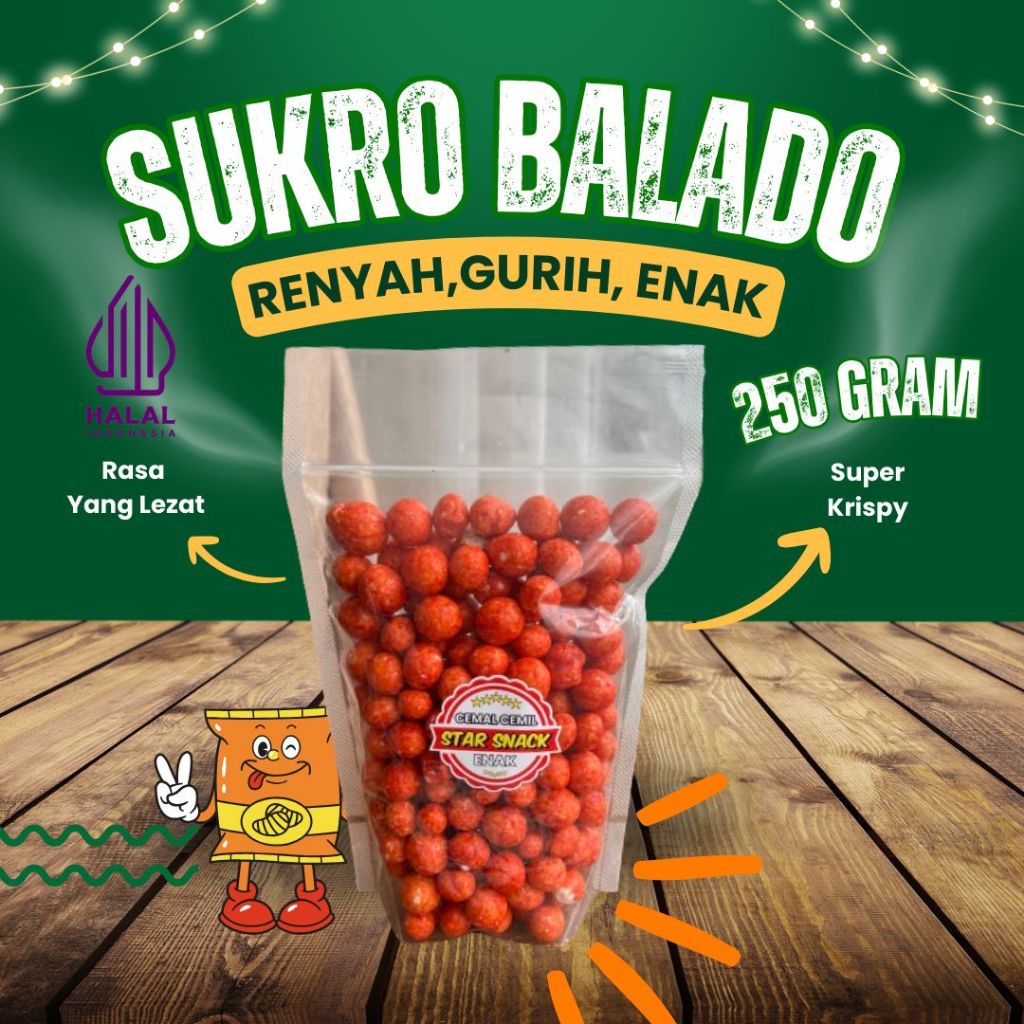 

Sukro Balado Pedas Gurih Renyah Cemilan starsnack cemal cemil - Keripik Snack Cemilan Kering Renyah - Crispy Food Makanan Camilan