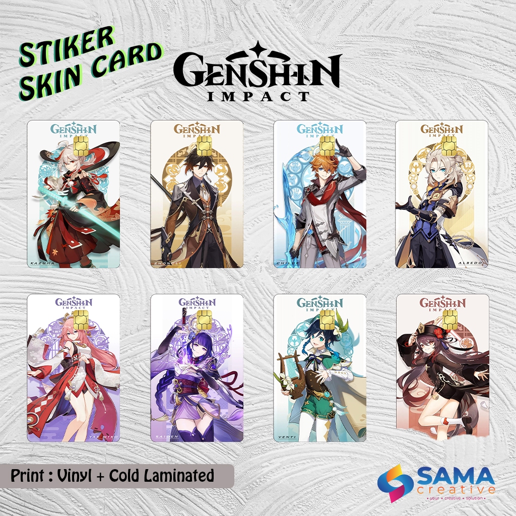 Genshin Impact - Sticker Skin Card - Vinyl ATM Debit, Credit, Emoney, Flazz, Kartu Akses Game Hoyove