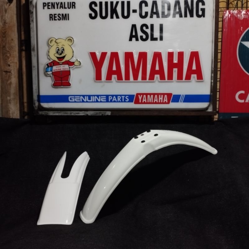 1Set Spakbor Depan Yamaha DT100 Slebor Putih DT 100 DT125 Front Fender Comp 1977-1985 white Enduro T