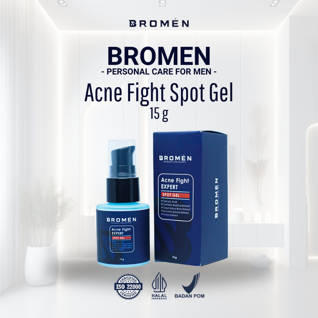 BROMEN Acne Fight Expert Spot Gel 15g Skin Care Pria Mengurangi Jerawat Kontrol Pori-Pori Kulit BPOM