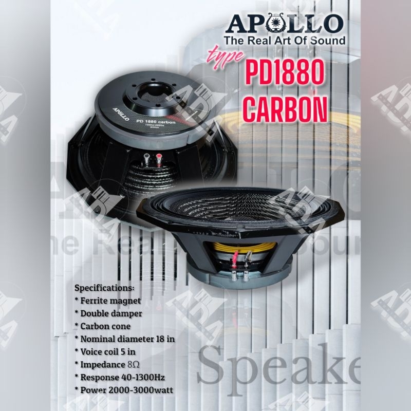 Komponen Speaker 18 IN APOLLO PD1880 PD CARBON Double Damper 1880 2000W VC5