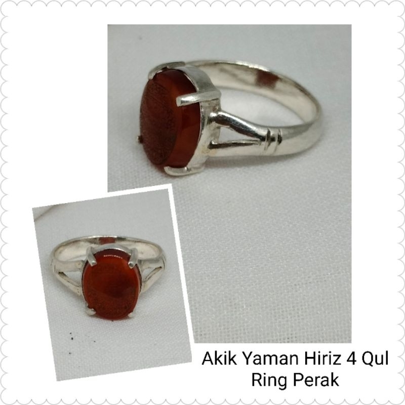 Cincin Perak Batu Akik Yaman Hiriz 4 Qul