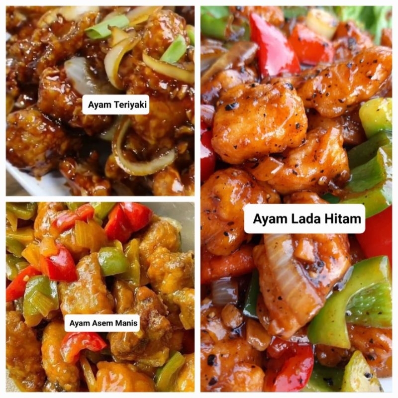 

Ayam teriyaki/asam manis/lada hitam Frozen siap dihangatkan/homemade/no MSG/lauk matang