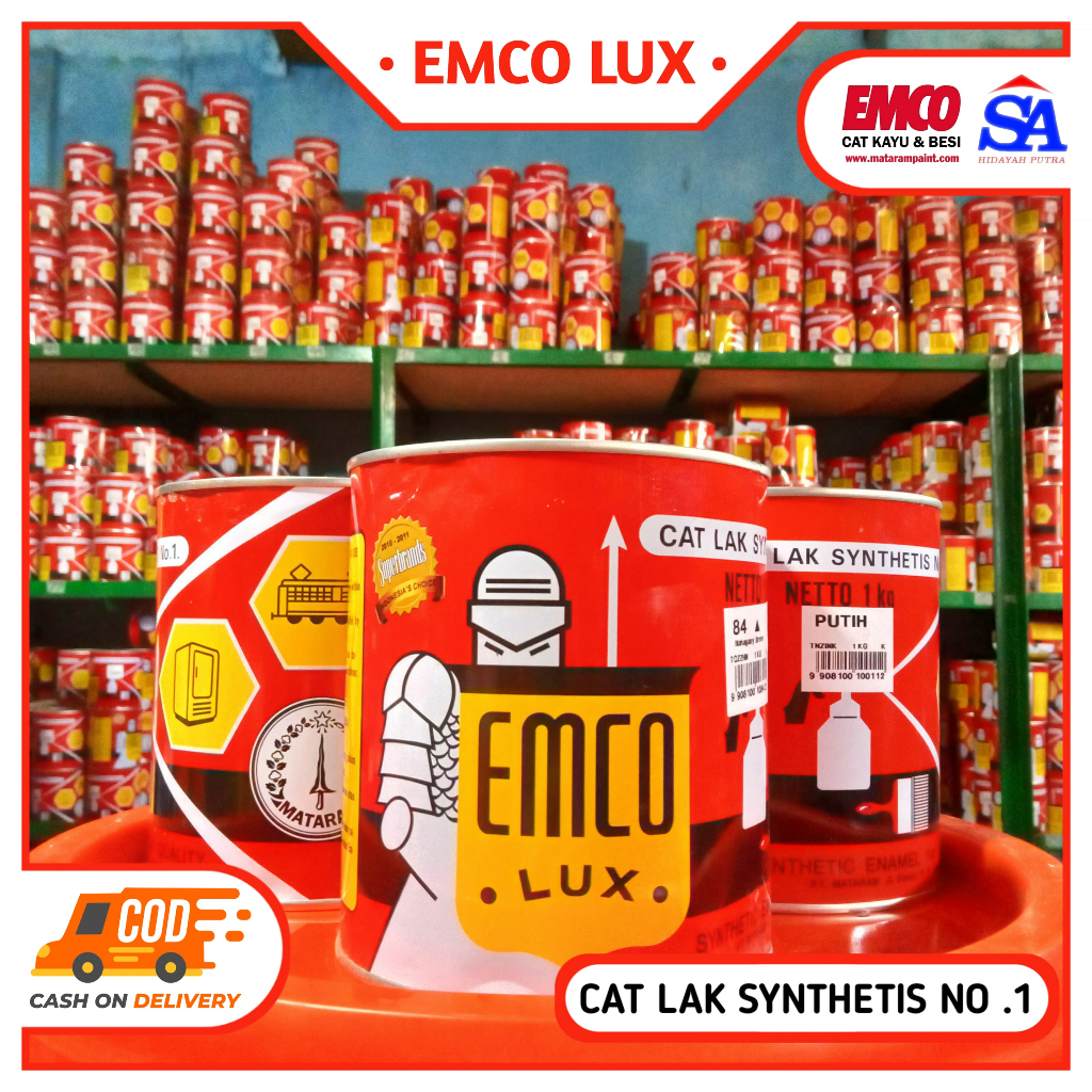 Cat Kayu Dan Besi Emco Lux Ready Varian Warna Glossy Primer 1kg Original promo Merdeka Agustus Free 