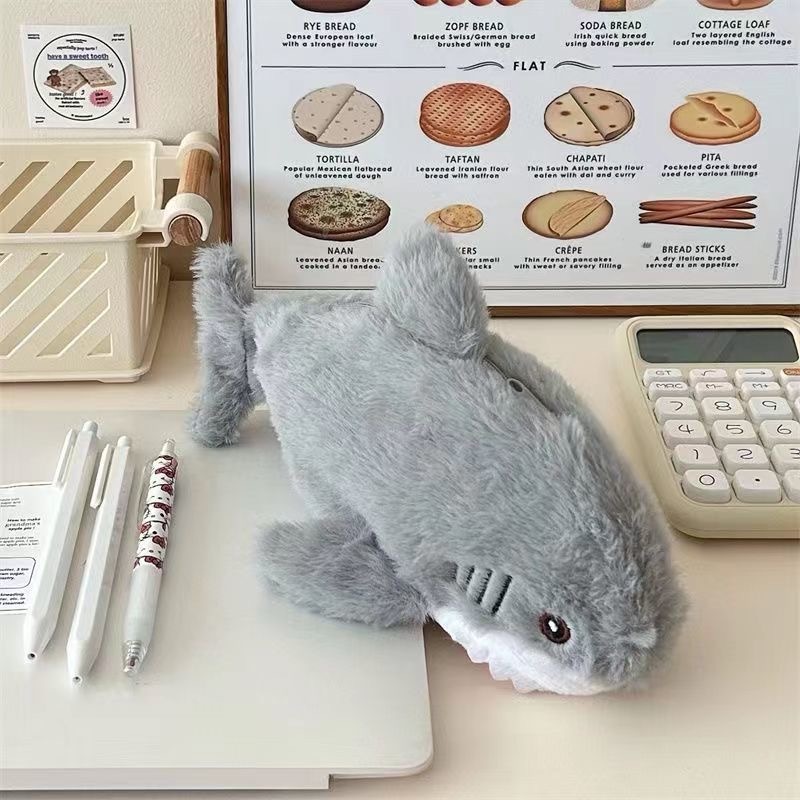 

Male and female student stationery,small shark doll, pencil case, cartoon large capacity storage bag